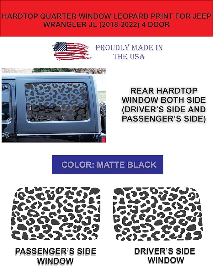 Jeep Wrangler Precut Leopard Cheetah Print Window Decals
