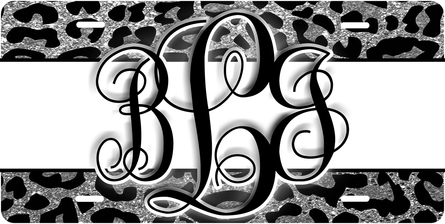 Leopard White Bar Monogram