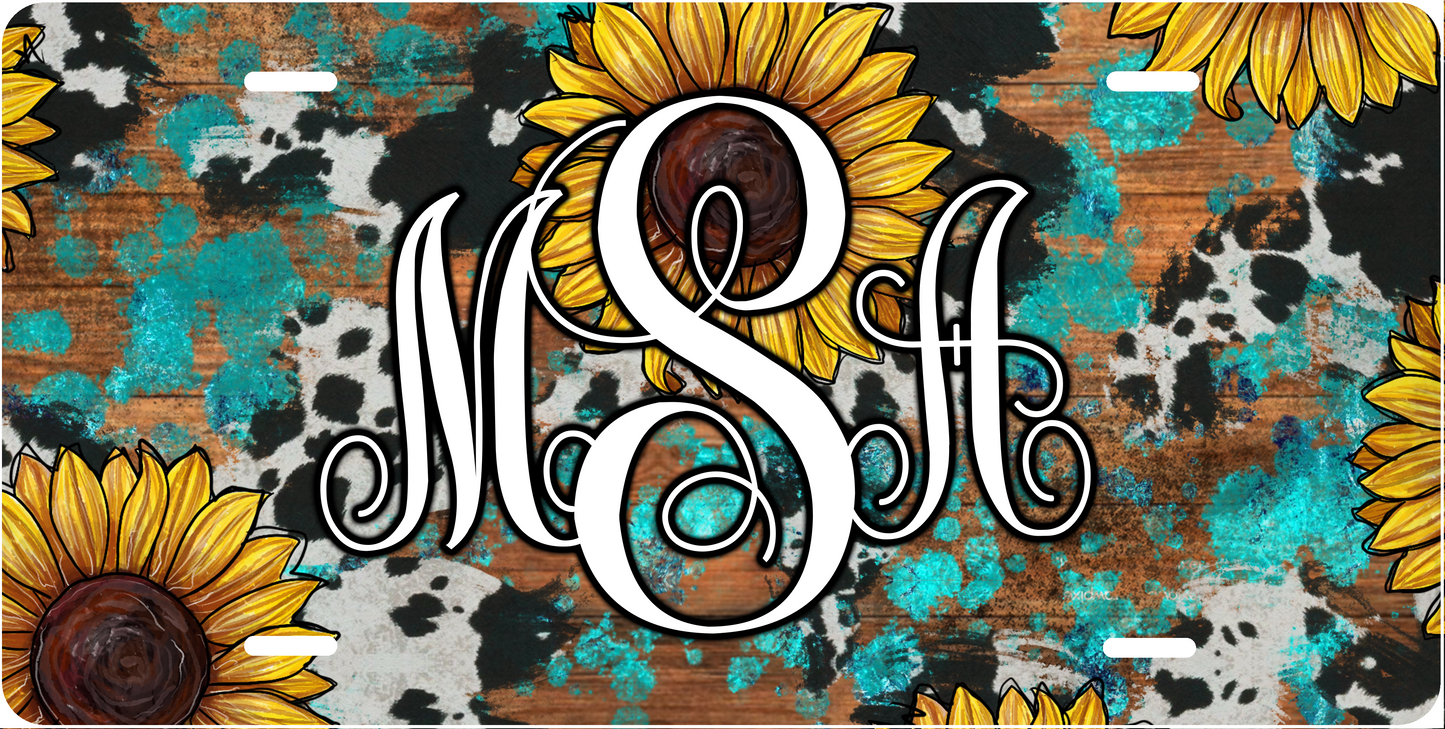 Sunflower Cow Print Monogram