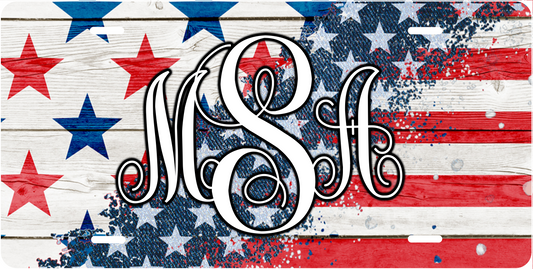 American Flag Glitter Monogram