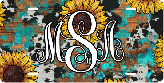 Sunflower Cow Print Monogram